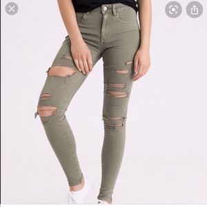American Eagle Jeggings - Green/Gray - Destroyed